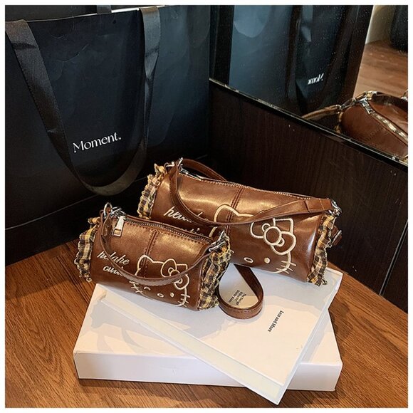 Y2K Kitty Embroidered Barrel Crossbody Bag - Picture 6 of 6